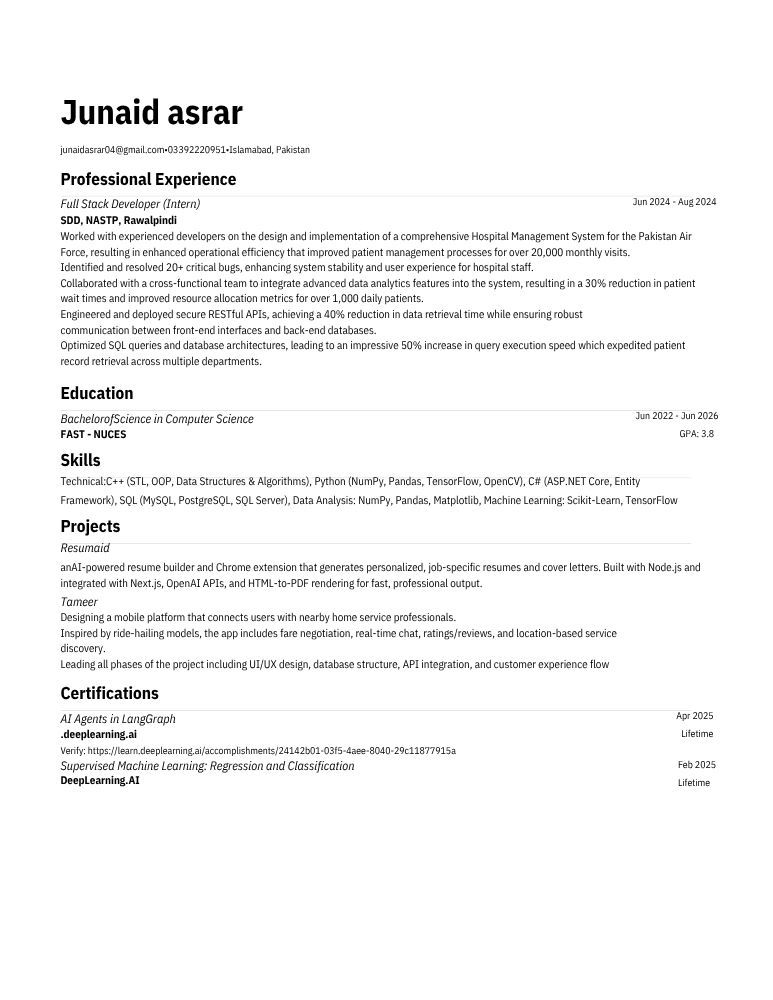 ATS Friendly resume template